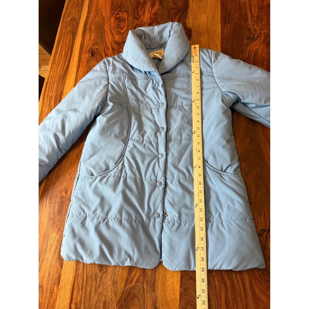 LL Bean Womens Light Blue Quilted Shawl Collar Snap Front Puffer Jacket Size M - Picture 6 of 7